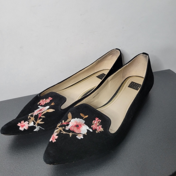 WHBM Embroidered Floral Suede Ava Loafers 9.5 - Picture 1 of 3